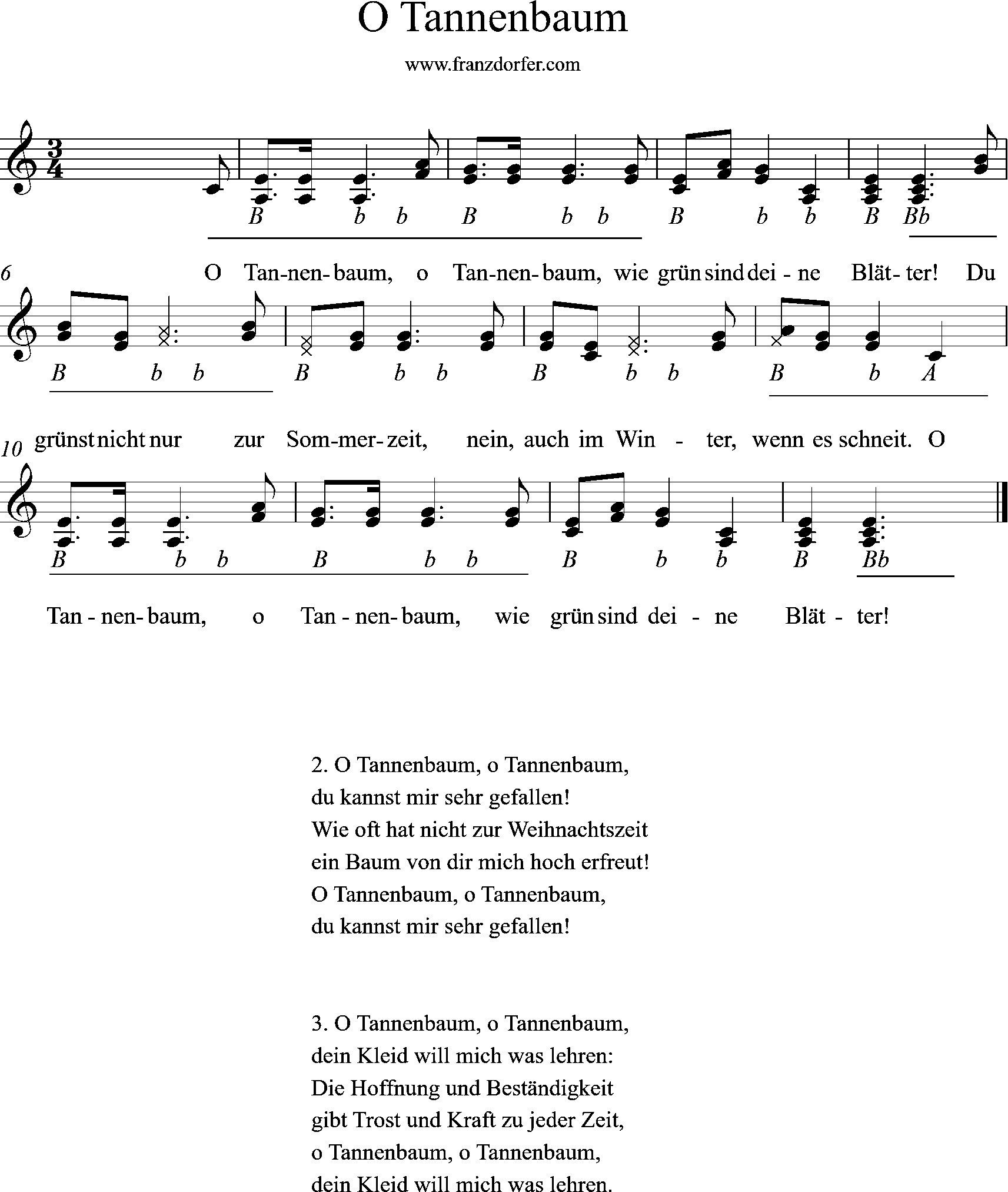 Griffschrift - Oh Tannanbaum ziach, Steirische lernen - O Tannenbaum